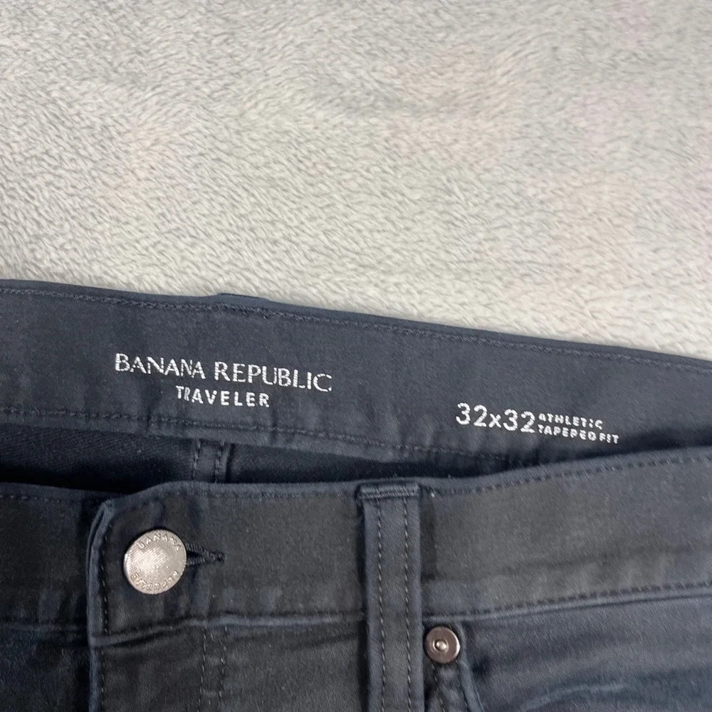 Banana Republic Traveler Pants Mens‎ 32x32 Athletic Tapered Fit Navy Charcoal